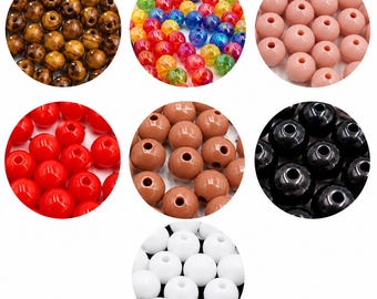 Acrylic Round Beads 8mm 10mm – Jewelry Making, Craft Supplies