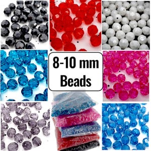 Faceted Round Acrylic Beads 8mm & 10mm – Multiple Colors, Opaque and AB Finish, Jewelry Making Supplies, Bulk 250g (Approx. 450–1000 pcs)