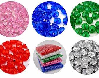 Faceted Acrylic Rondelle Beads - Crystal Imitation, 8mm & 10mm (250g Bulk)