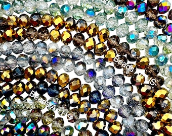8mm Transparent Rondelle Glass Beads – Colorful Electroplated Shine for Bracelets, Necklaces & Beaded Bags