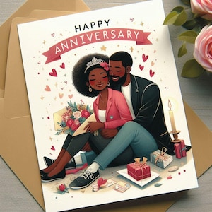 Carte de joyeux anniversaire élégante et romantique - Célébrez l'amour avec style !