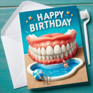 Carte d'anniversaire de piscine hyperréaliste avec enveloppe - Ludique et unique !