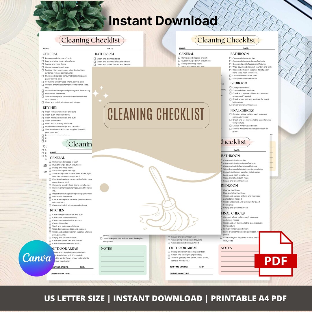 Cleaning Checklist Printable, Room-by-room House Cleaning List ...