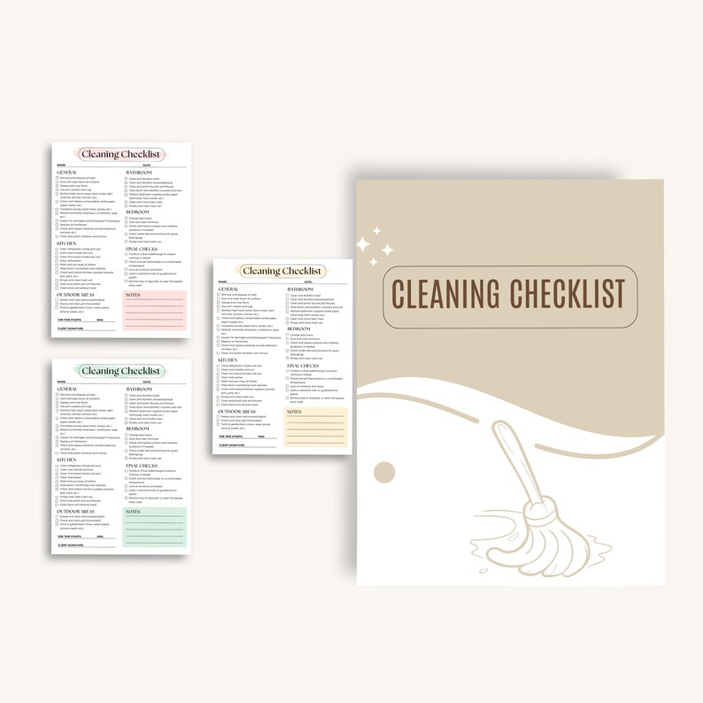 Cleaning Checklist Printable, Room-by-room House Cleaning List ...