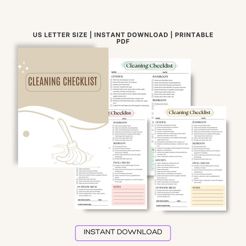 Cleaning Checklist Printable, Room-by-room House Cleaning List ...