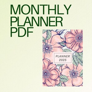 2025 Monthly Planner PDF | Digital Download | Undated Printable Calendar & Productivity Planner | Instant Download