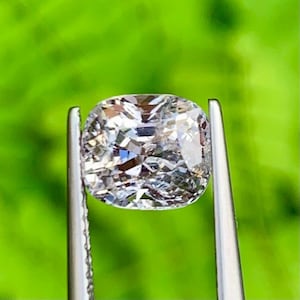Burma No Heat Natural White Spinel 2.44 Ct Cushion Cut | Unheated Untreated Diamond Colour Loose Gemstone | Rare Collectors Gem for Fine Jew