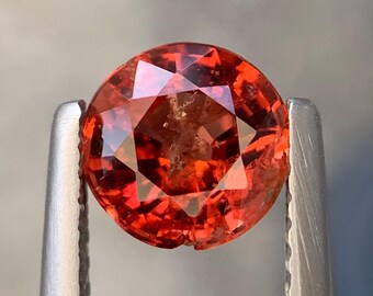 Burmese Orange Spinel Gemstone: 1.37 ct  Round Cut, Untreated