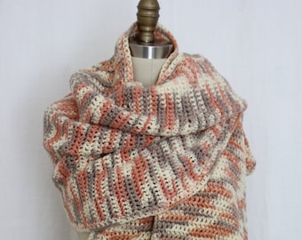 vintage extra long  crochet wrap shawl