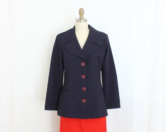 vintage single breasted blazer in navy blue