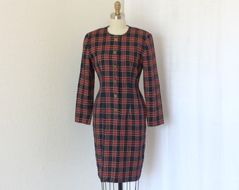 Tartan dress long sleeve sheath dress size 6