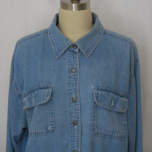 vintage blouse in soft denim blue cotton long sleeves by St. John size 16W image 1