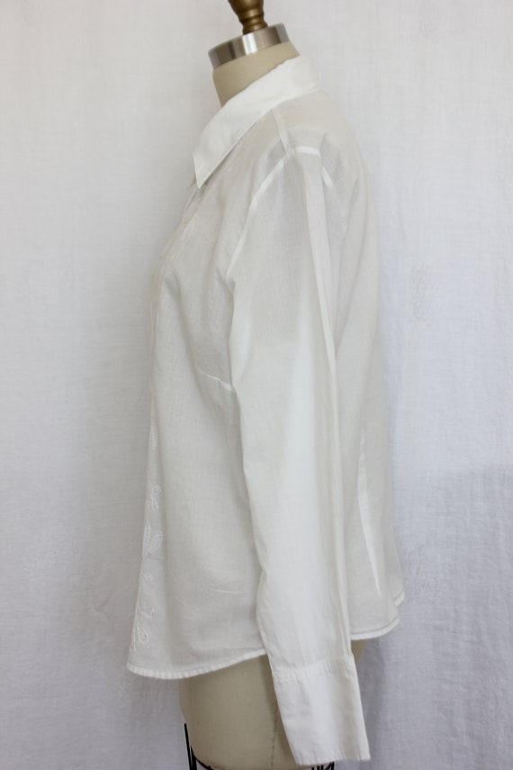 Gloria Vanderbilt white long sleeves blouse size … - image 4