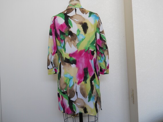 vintage blouse with colorful water color style pa… - image 6