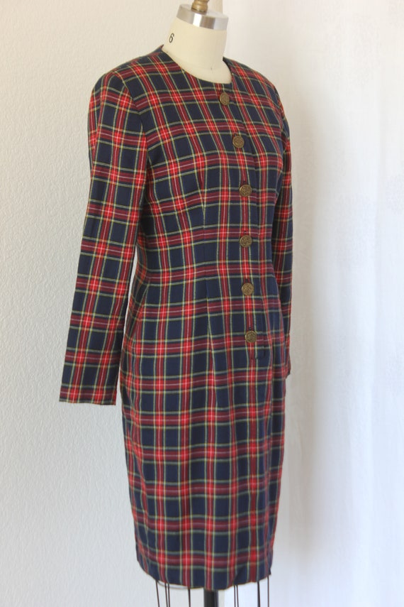 Tartan dress long sleeve sheath dress size 6 - image 4