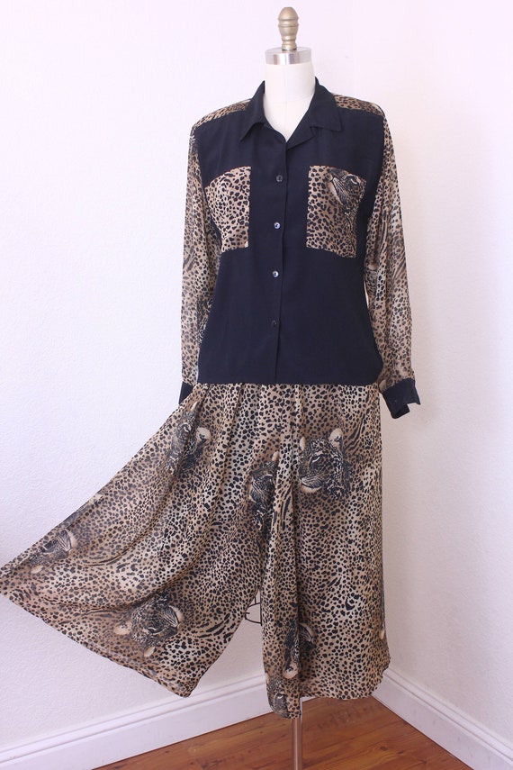 Culotte Set in Black and Brown Animal Print Blou