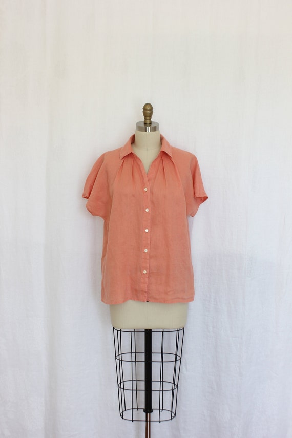 Vintage linen blouse, peach