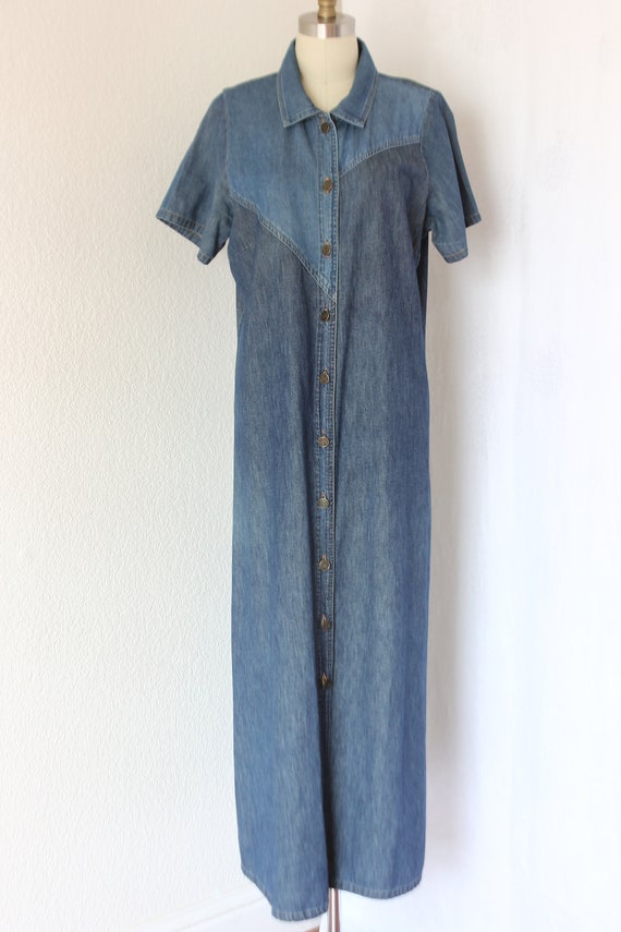 Denim shift denim dress button down - image 2