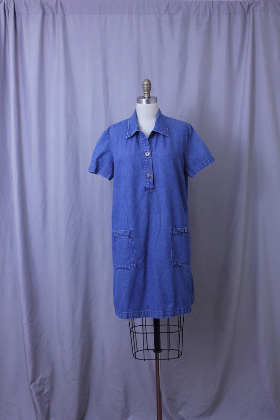 Denim shirt dress  / size petite 14