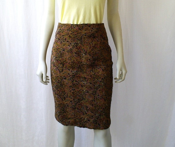 Vintage Skirt, Floral Printed Pleated Pencil - image 2
