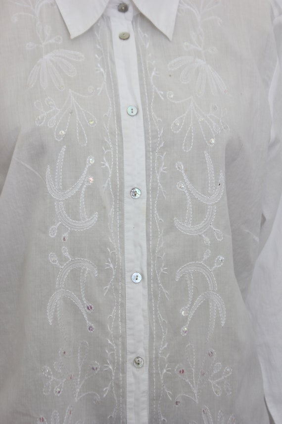 Gloria Vanderbilt white long sleeves blouse size … - image 7