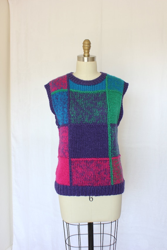 Hand knitted multi colored vest
