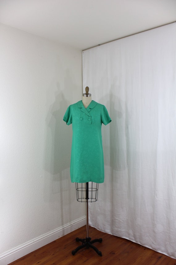 vintage green brocade dress - image 1