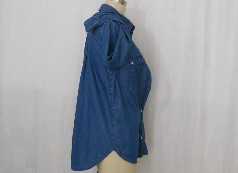 vintage Route 66 womens dark blue denim blouse long sleeves size medium image 3
