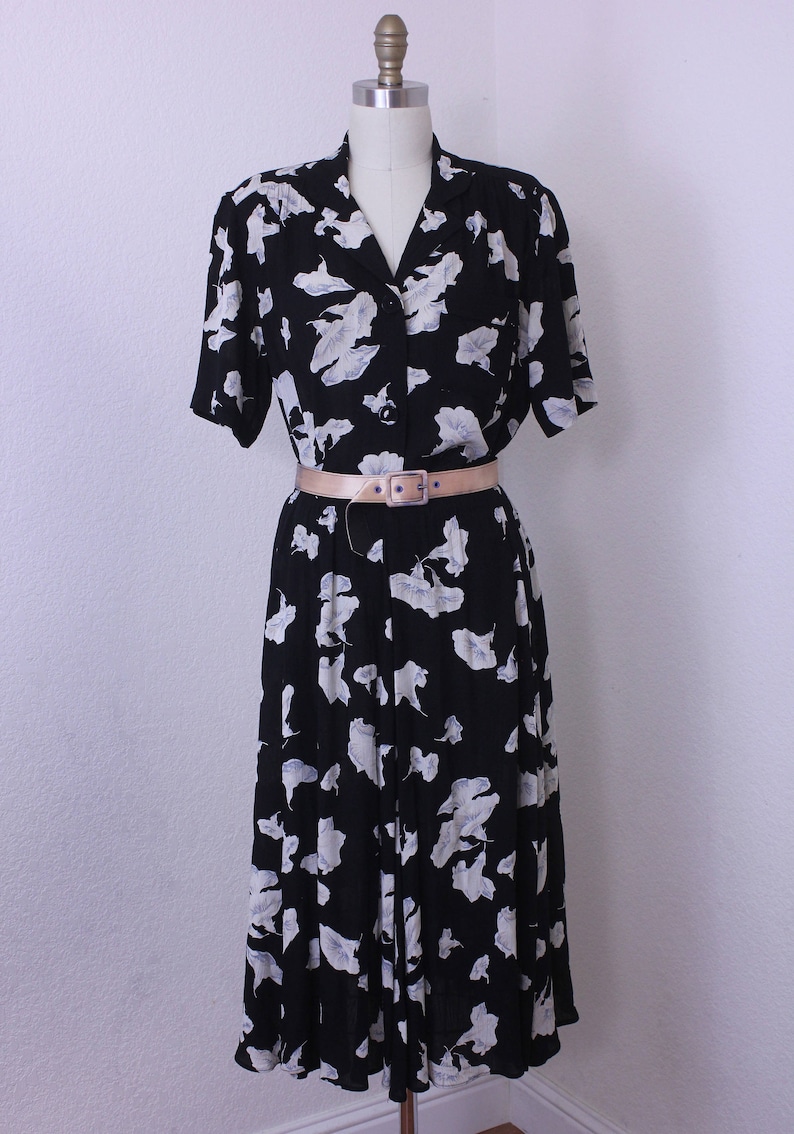 1980s Carole Little Blouse and Skirt with floral Design