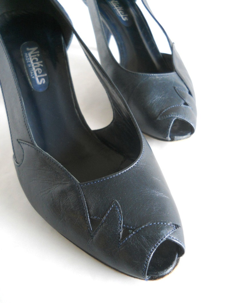 vintage peep toe pumps with cutouts image 3