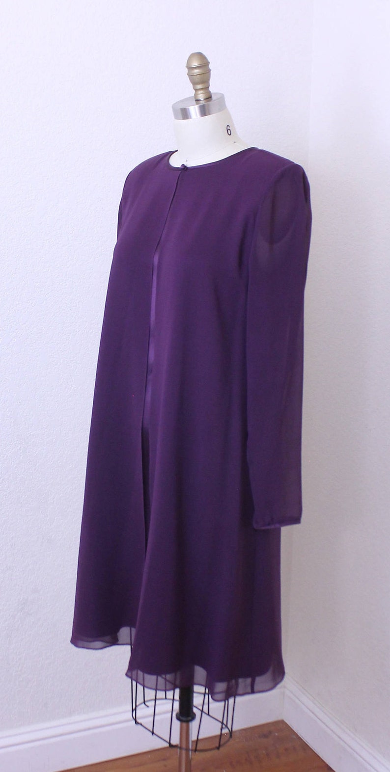 Kay Unger de New York robe de soie manches longues taille 6 image 6