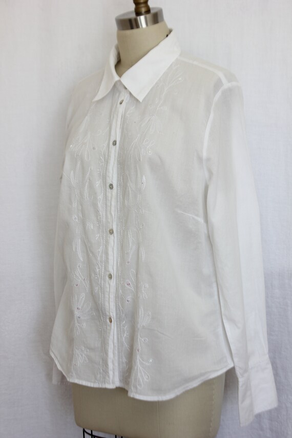 Gloria Vanderbilt white long sleeves blouse size … - image 3