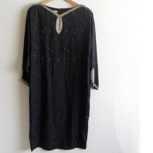 vintage 1980s black silk beaded shift dress