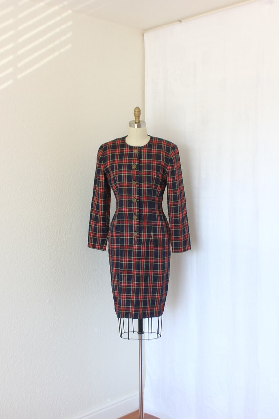 Tartan dress long sleeve sheath dress size 6 - image 1