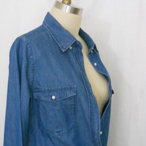 vintage Route 66 womens dark blue denim blouse long sleeves size medium image 6