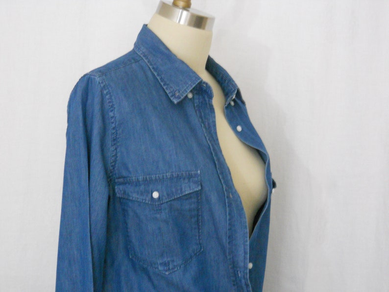 vintage Route 66 womens dark blue denim blouse long sleeves size medium image 6