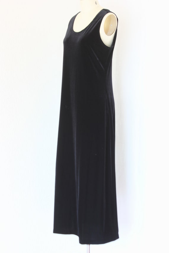 vintage black maxi evening dress plush velvet sle… - image 3