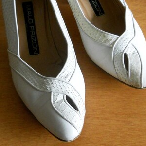 vintage 1960s designer pumps in white snake skin by Maud Frizon image 2