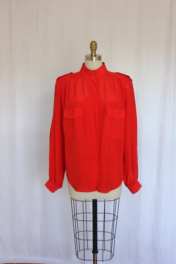 Silk blouse secretary blouse long sleeves Liz Cla