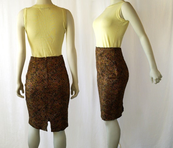 Vintage Skirt, Floral Printed Pleated Pencil - image 3