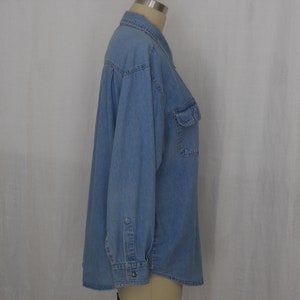 vintage blouse in soft denim blue cotton long sleeves by St. John size 16W image 3