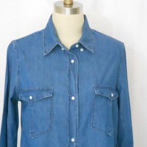 vintage Route 66 womens dark blue denim blouse long sleeves size medium image 5