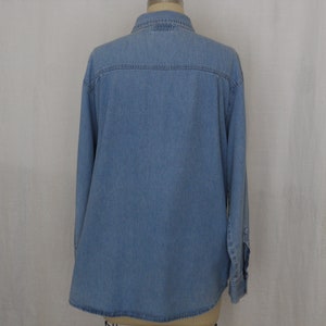 vintage blouse in soft denim blue cotton long sleeves by St. John size 16W image 4