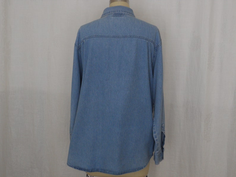 vintage blouse in soft denim blue cotton long sleeves by St. John size 16W image 4