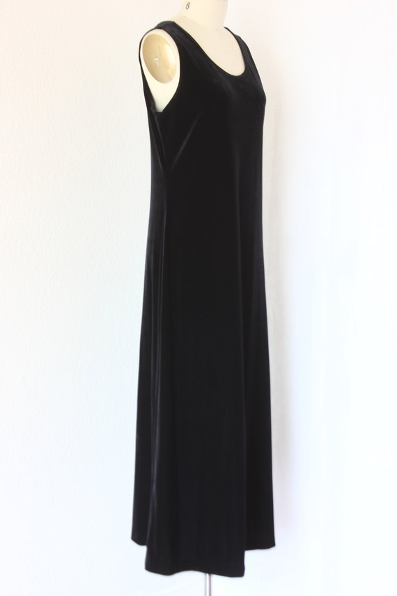 vintage black maxi evening dress plush velvet sle… - image 4