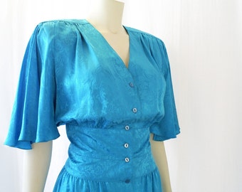 Vintage Dress, Silk, Freshwater Blue