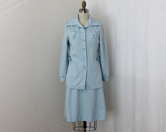 1960s Jack Winter blouse and skirt in pastel blue
