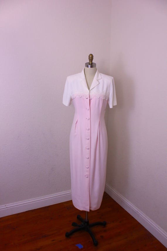 1980s Dress Barn Maxi Length Two Tone Dress   Baby