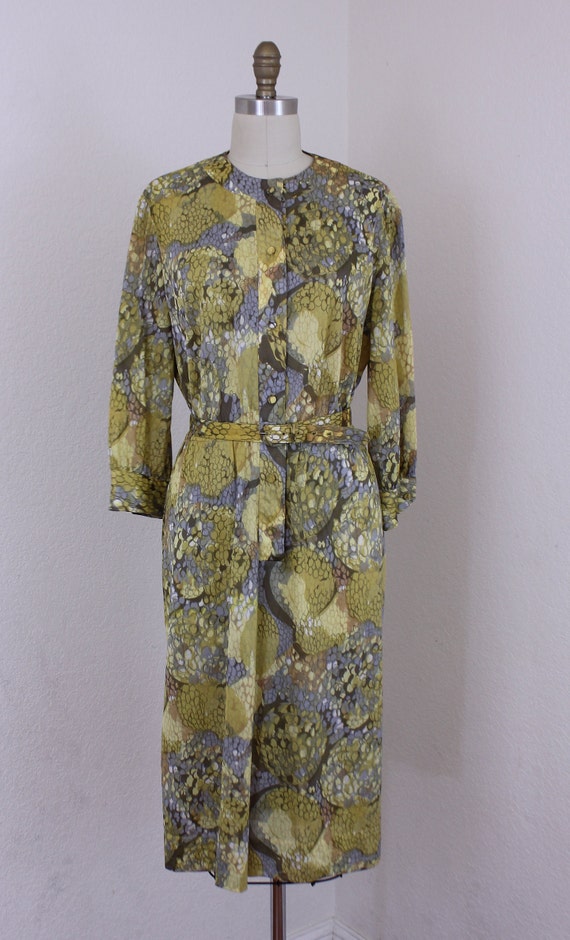 1960s Sacony Long Sleeves Dress Abstract Designs - image 2