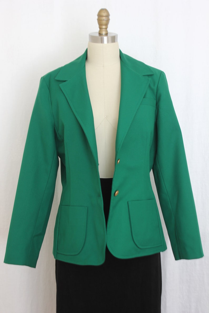 1980s womens blazer in dark emerald gold tone buttons image 4